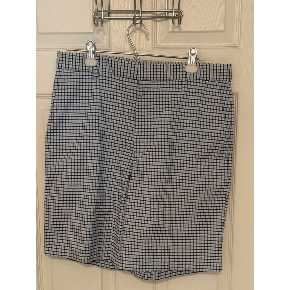 Walter Hagen Men's Golf Shorts W34 Blue Plaid Flat Front Performance